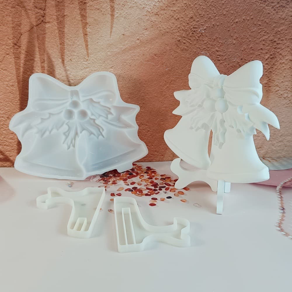 S1820 Christmas Bell Half-3D Ornament Decorative Cement Plaster Mold DIY Silicone Mold