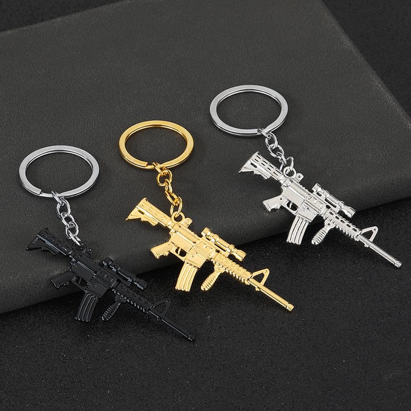 Cross-border Amazon Skull Ghost Personality Popular Weapon Alloy Assault Rifle Keychain Men and Women Pendant
