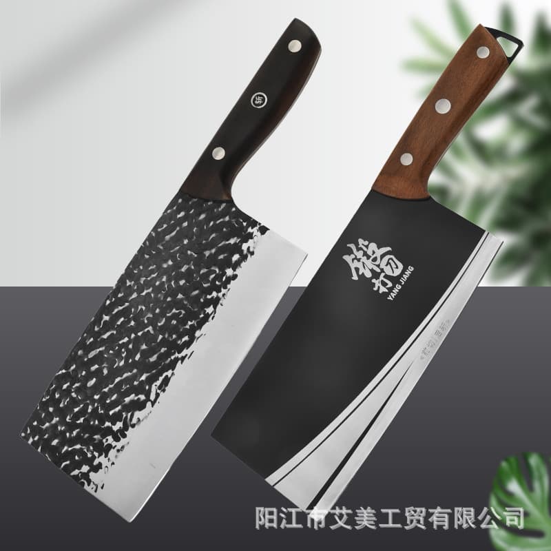 Chickenwood Handle Stainless Steel Forged Household and Commercial Bone Chopping Knife Black Warrior Front Chop Back Slice Kitchen Knife