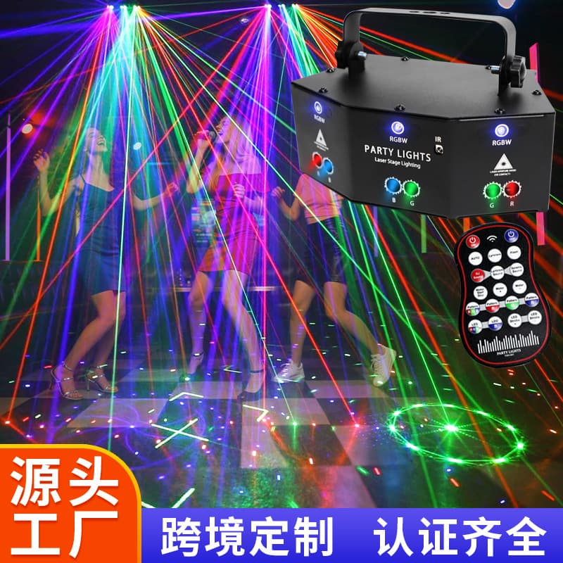Amazon Best-Selling 9-Eye Stage Light Laser Beam KTV Atmosphere Light Flashlight Colorful Strobe Light