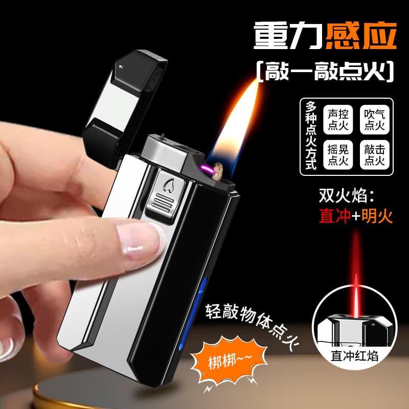Creative Multifunctional Gas-Electric-Kerosene Hybrid Premium Lighter with Black Tech Voice Control Portable Sensor Lighter