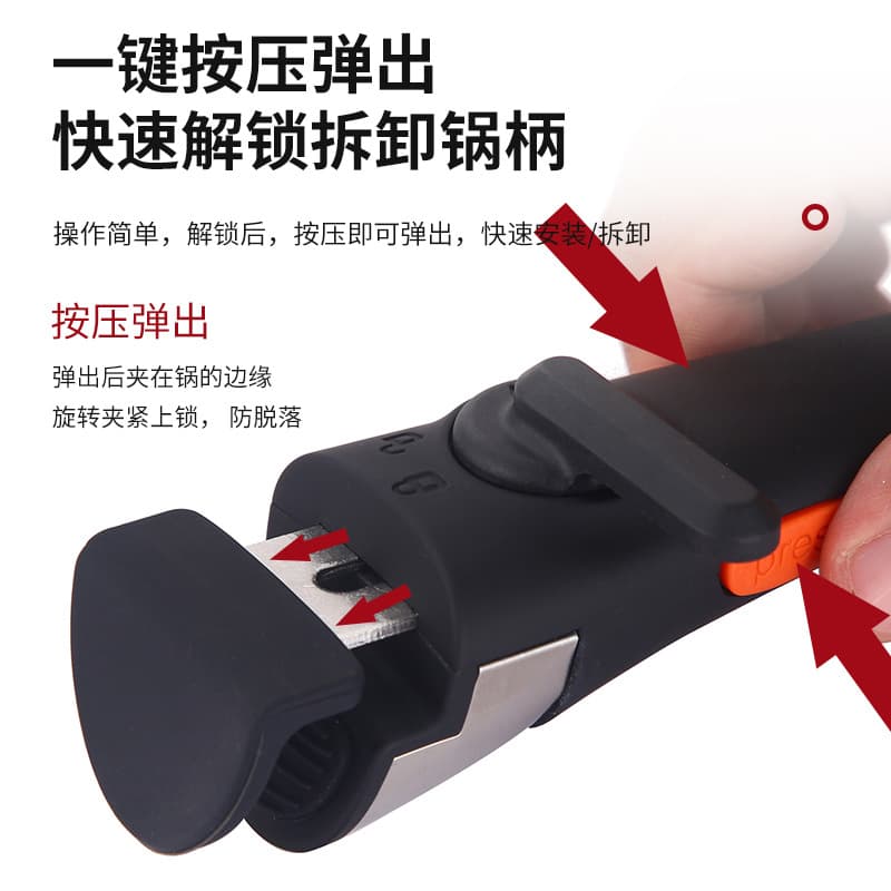 ♔ Universal Heat-Resistant Pot Clip with Movable Bakelite Handle, Detachable Wok Grip (Wholesale)