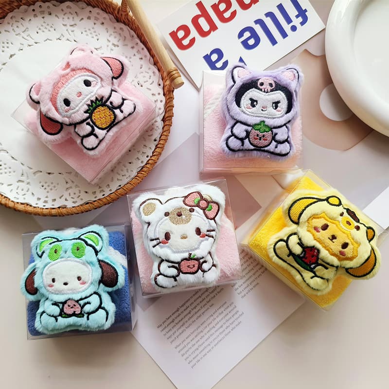 Cartoon Sanrio Hanging Towel Box Set Children's Cute Hangable Coral Fleece Hand Towel Baby Birthday Return Gift