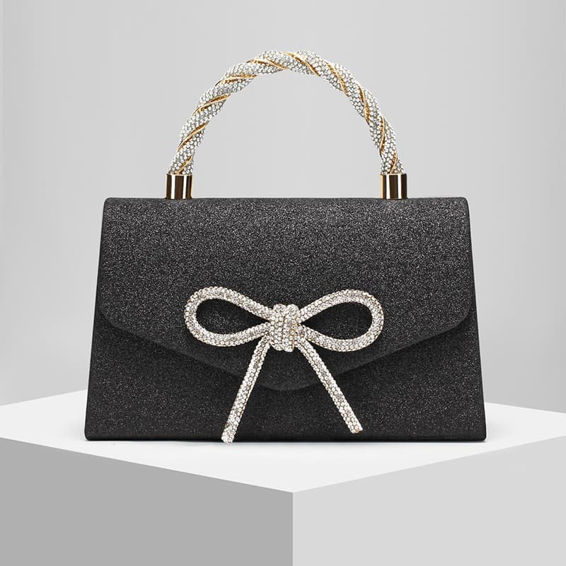 New Premium Banquet Bag Dressy Versatile European and American Clutch Crossbody Celebrity Fashion Rhinestone Bow Chain