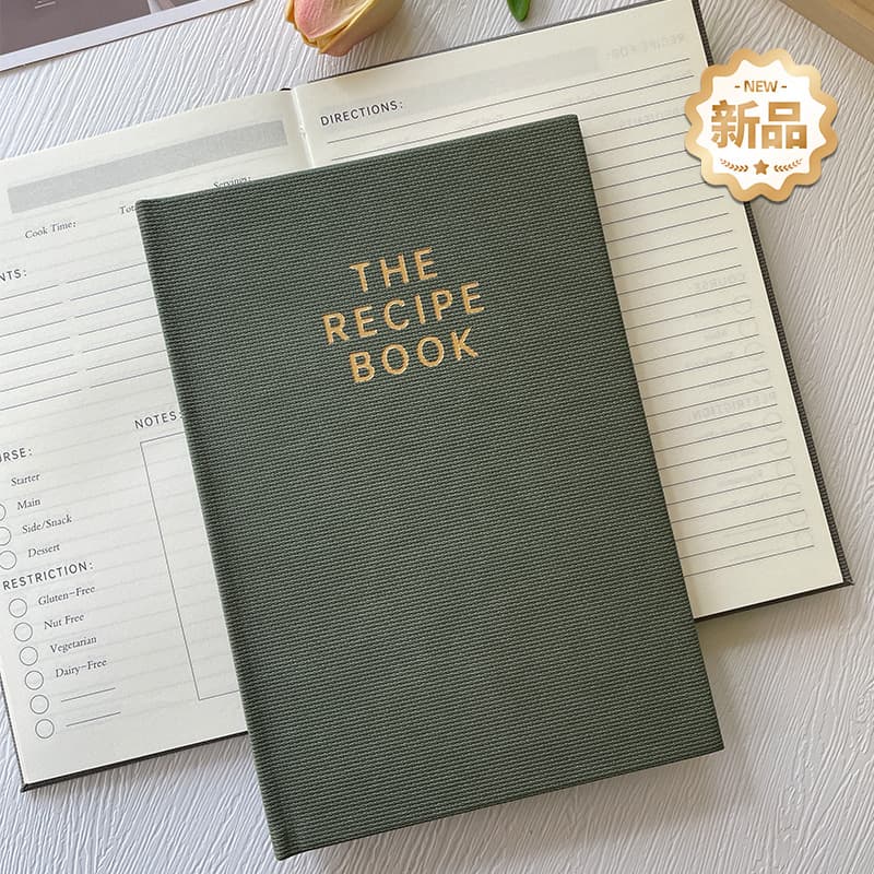 Customizable Hardcover Recipe Notebook for Kitchen Cooking Records, Suitable for Amazon Cross-Border Sales