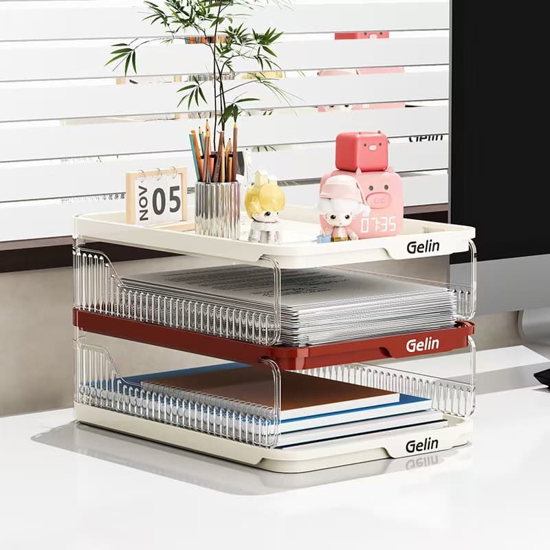 Hot-selling Transparent Visible File Holder Desktop Storage Cabinet Organizer Stationery Office A4 Paper Lazy Desk