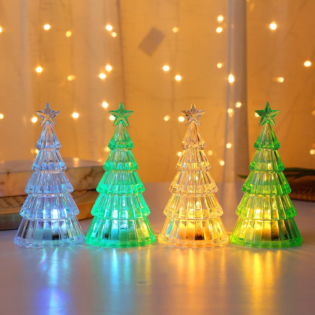 Cross-Border Christmas Decorations, Light-Up Christmas Tree Decorations, Tabletop Ornaments, LED Electronic Candle Lights, Night Lights