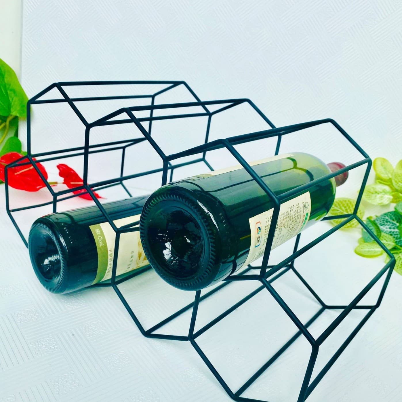Factory Wholesale Minimalist Modern High-End Double-Layer Gold Wrought Iron Wine Rack, Bar Creative Red Wine Rack for Wine Cabinet Decoration