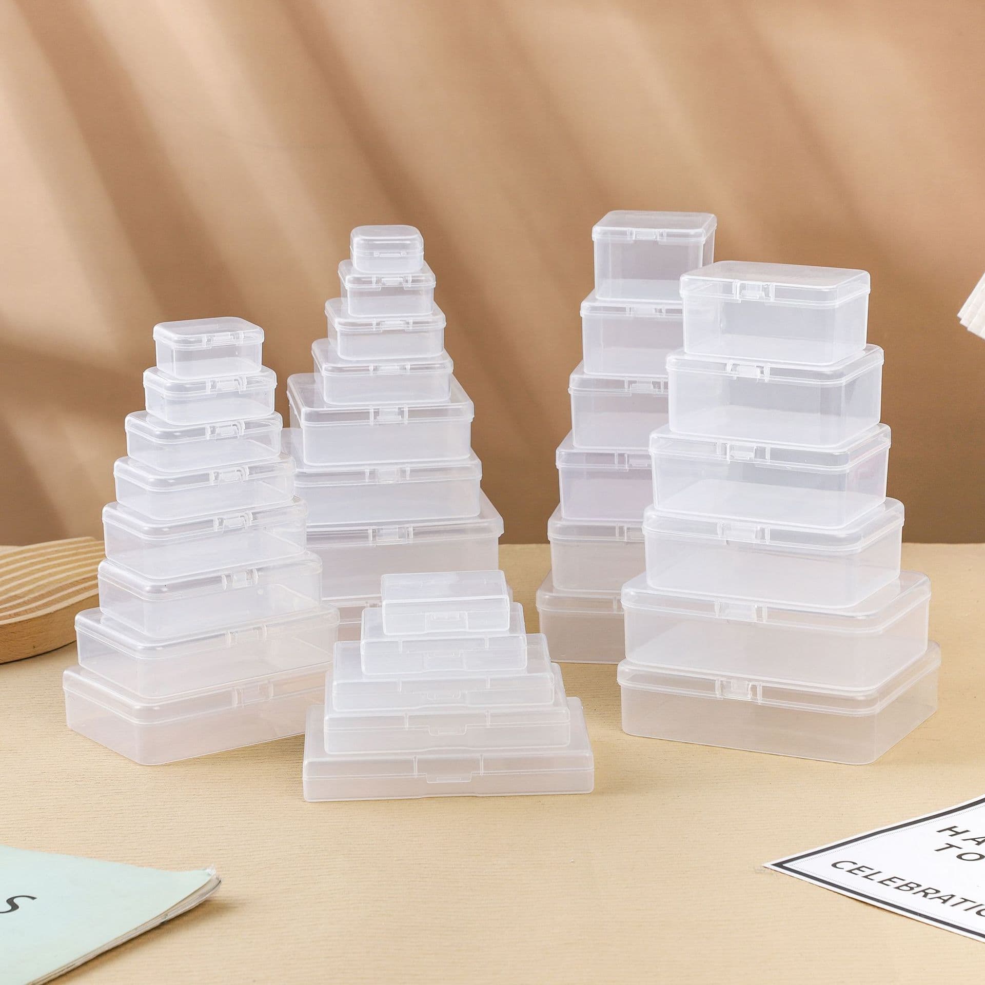 Transparent Square Plastic Box for Decoupage, Earplug Case, Square Storage Box, Bead Box, Rectangular Fishing Tackle Accessories