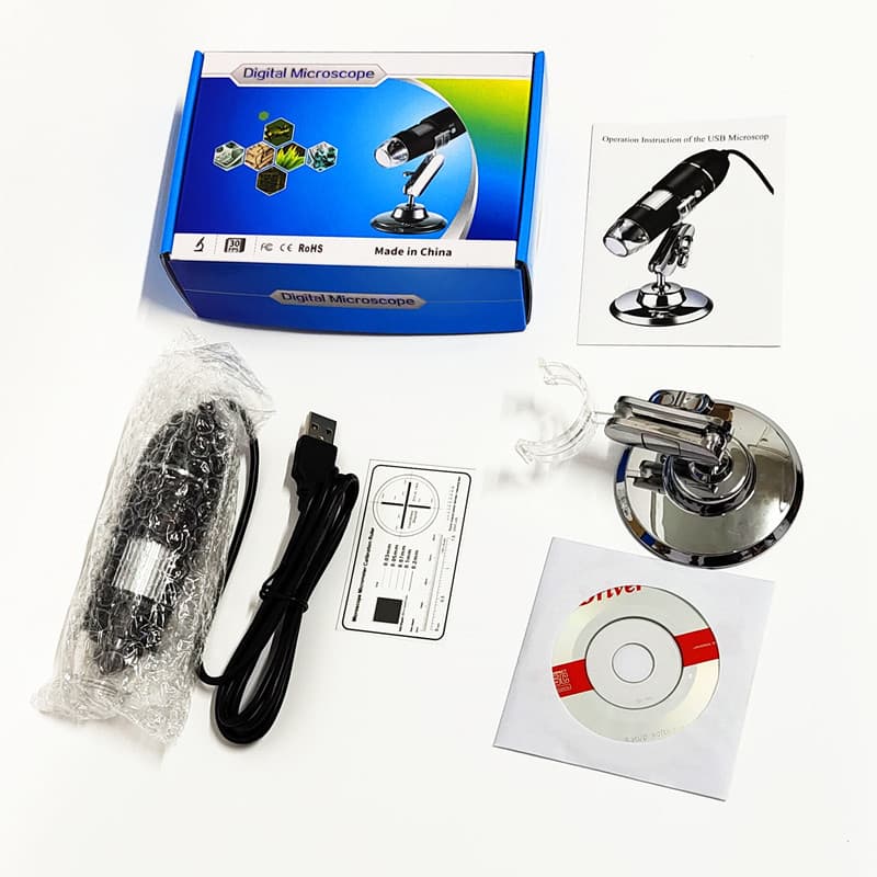 In Stock HD 1000x USB Electron Microscope, Maintenance and Inspection Industrial Digital Magnifier with 8 LEDs and Stand