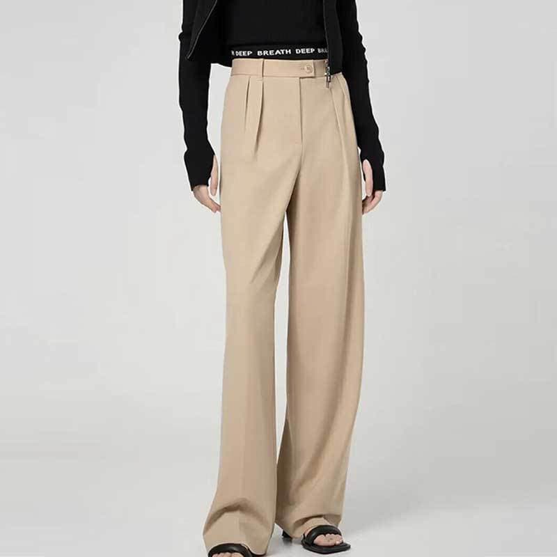 Same as mall style 2026 women's summer simple versatile commuter high-waist straight wide-leg trousers long pants 5100549