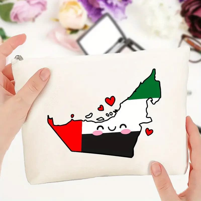 Canvas Cosmetic Travel Bag with Zipper, Makeup Pouch, Cosmetic Bag, School Student Pencil Case Organizer