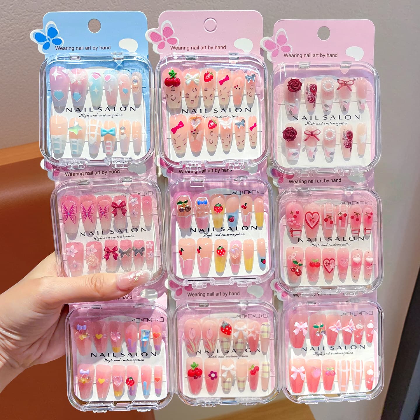 Cartoon Elementary School Children's Nail Stickers, Sweet and Cute Long Nail Stickers for Girls, Self-Adhesive Waterproof, Gift for Little Girls