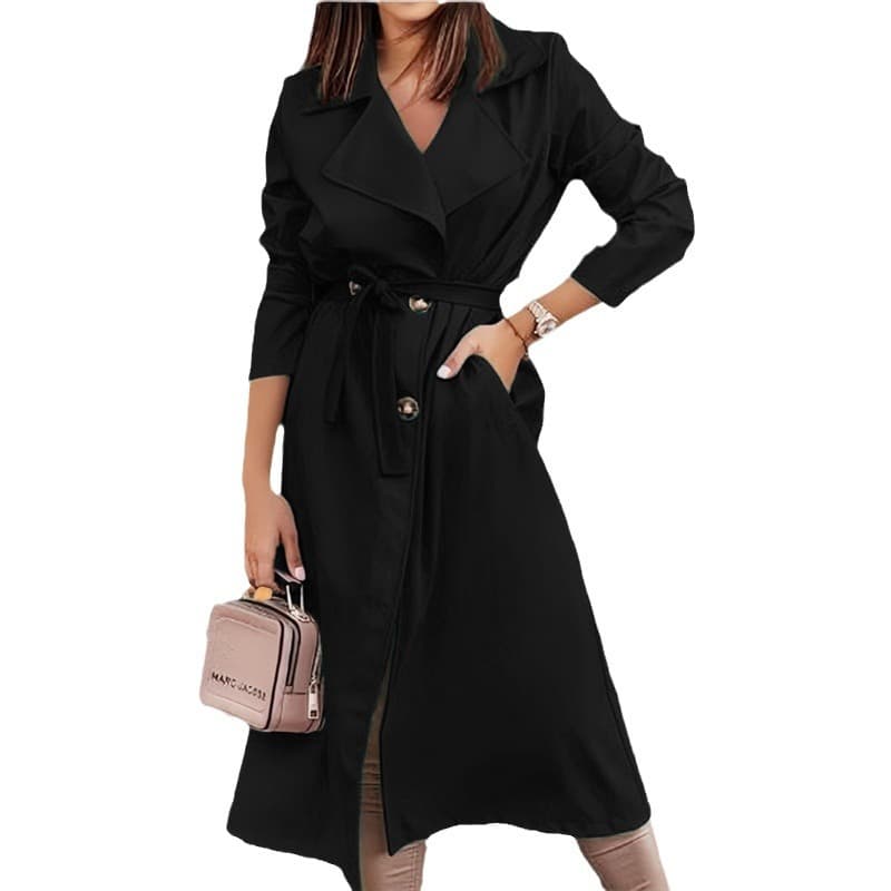 New Arrival 2024 European Style Long Women's Coat Wish Amazon Plus Size Trench Coat with Belt