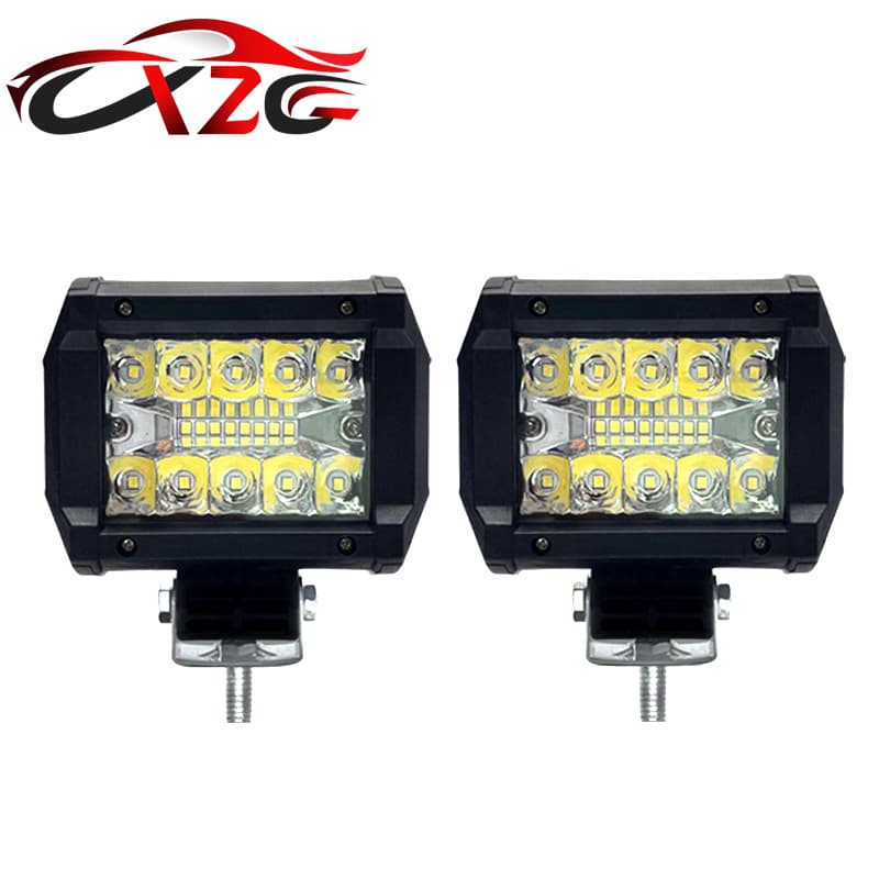 Automotive LED Work Light 4-Inch 60W Triple-Row Spotlight External Lamp Sanmu Style Off-road Modification Projection Light, Plastic