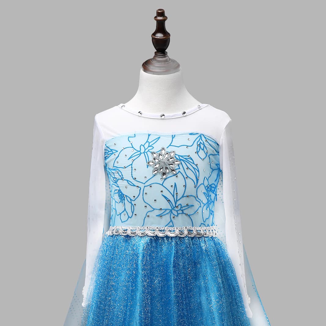 2025 Christmas Children's Clothing Frozen Princess Dress Elsa Girls' Rhinestone Long-Sleeved Dress