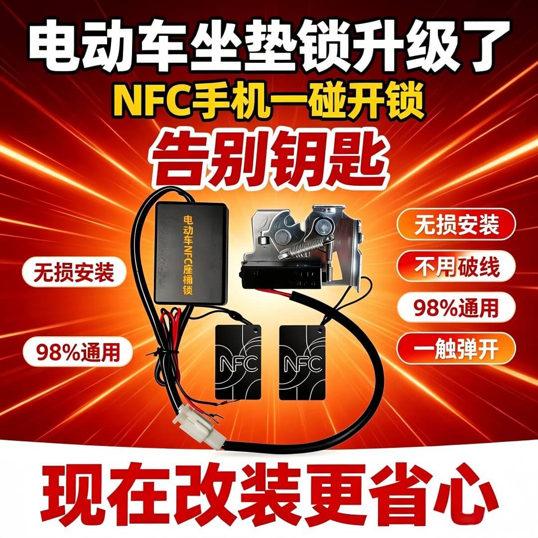 Electric Vehicle NFC Seat Bucket Lock Smart Card Sensor Universal Keyless Start Electronic Seat Cushion Anti-Theft Lock