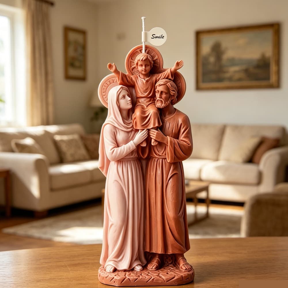 3D Holy Family silicone candle mold, 10.8cm large columnar silicone candle making mold
