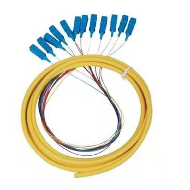 Indoor multimode 12-color bundled fiber optic pigtail (LC), carrier-grade fiber optic patch cord, 12-core FC pigtail.