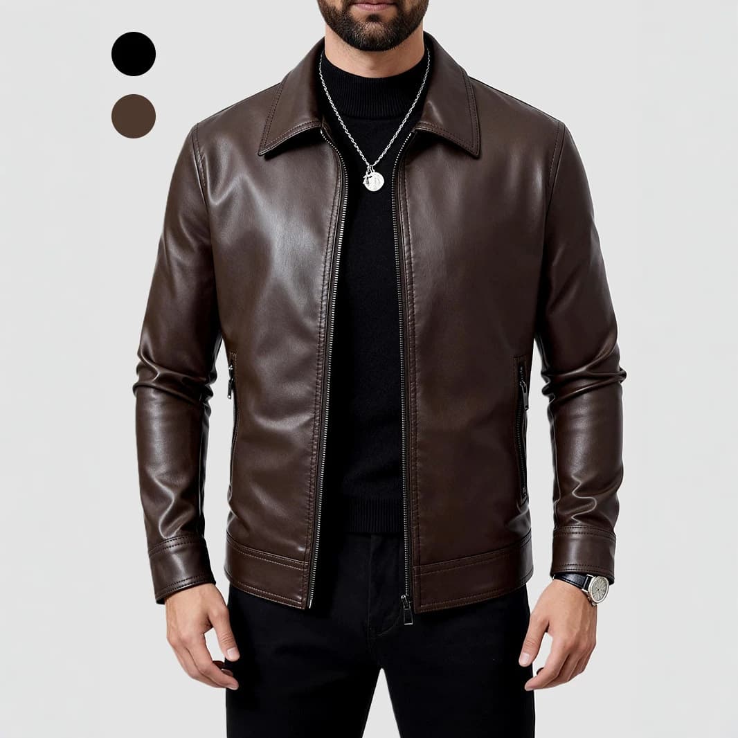 Cross-border delivery for autumn and winter motorcycle PU leather jackets men's lapel workwear leather jackets European and American foreign trade men's wholesale leather jackets