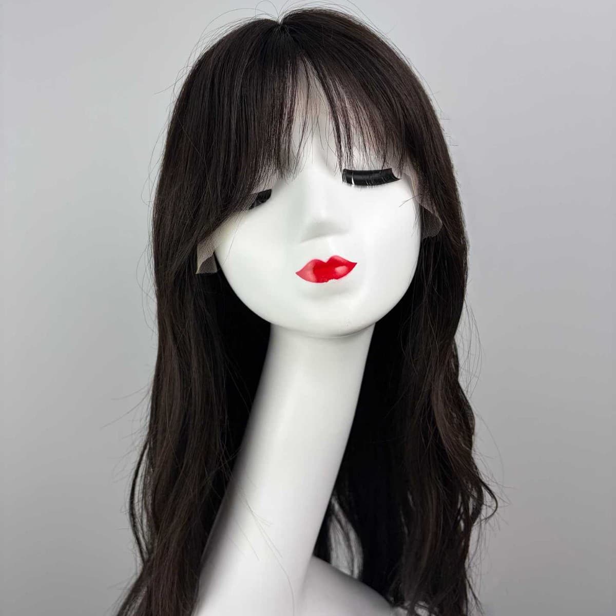 Real Human Hair Full Wig with Lace Front, Hand-Tied Weft, Long Wavy Style for Women