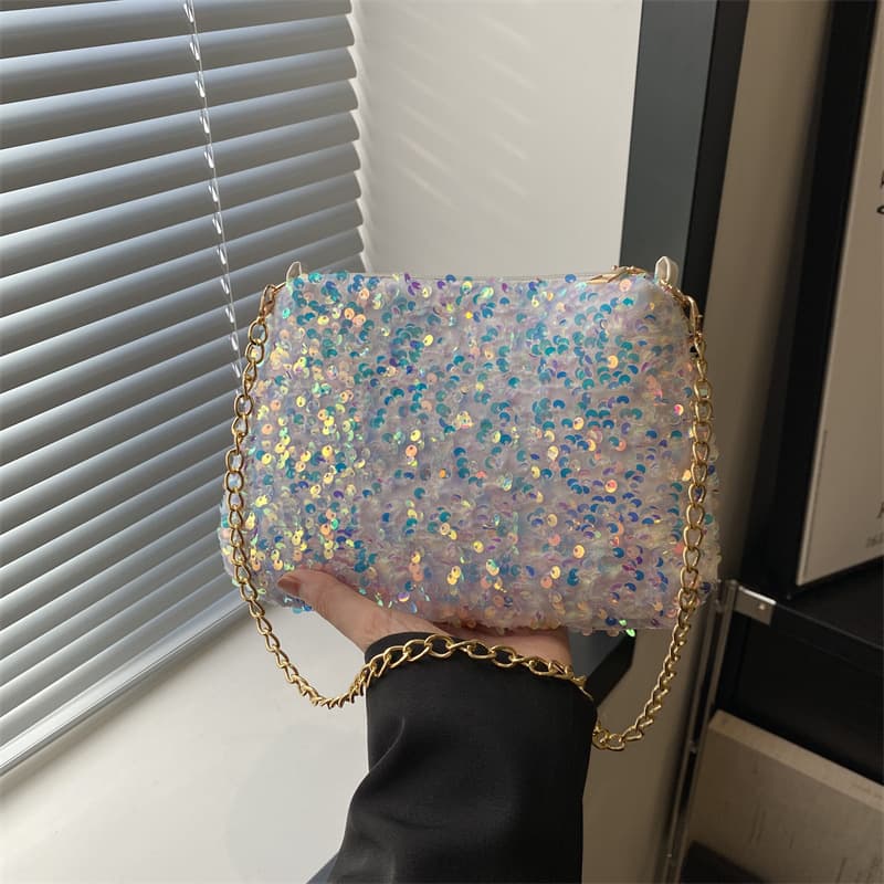 Cross-border textured bags for women 2026 new fashion women's bags niche sequin crossbody bag women's chain ins shoulder bag