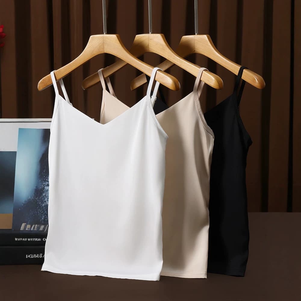 [Soft and Delicate] Women's Summer Camisole Vest, White Inner Layer Top, Sleeveless, Backless Black Top for Suit