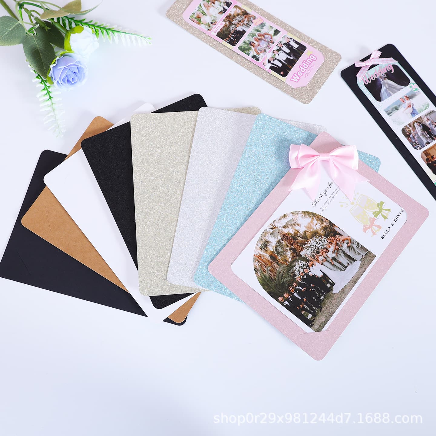 6-inch Photobooth Fine Glitter Backdrop Card Wedding Decoration Rhinestone Photo Backdrop Card Polaroid DIY Card Sleeve Gift