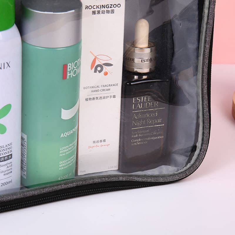 Oxford Fabric PVC Transparent Toiletry Bag, Handheld Waterproof Cosmetic Bag, Large-Capacity Travel Storage Bag, Customizable LOGO