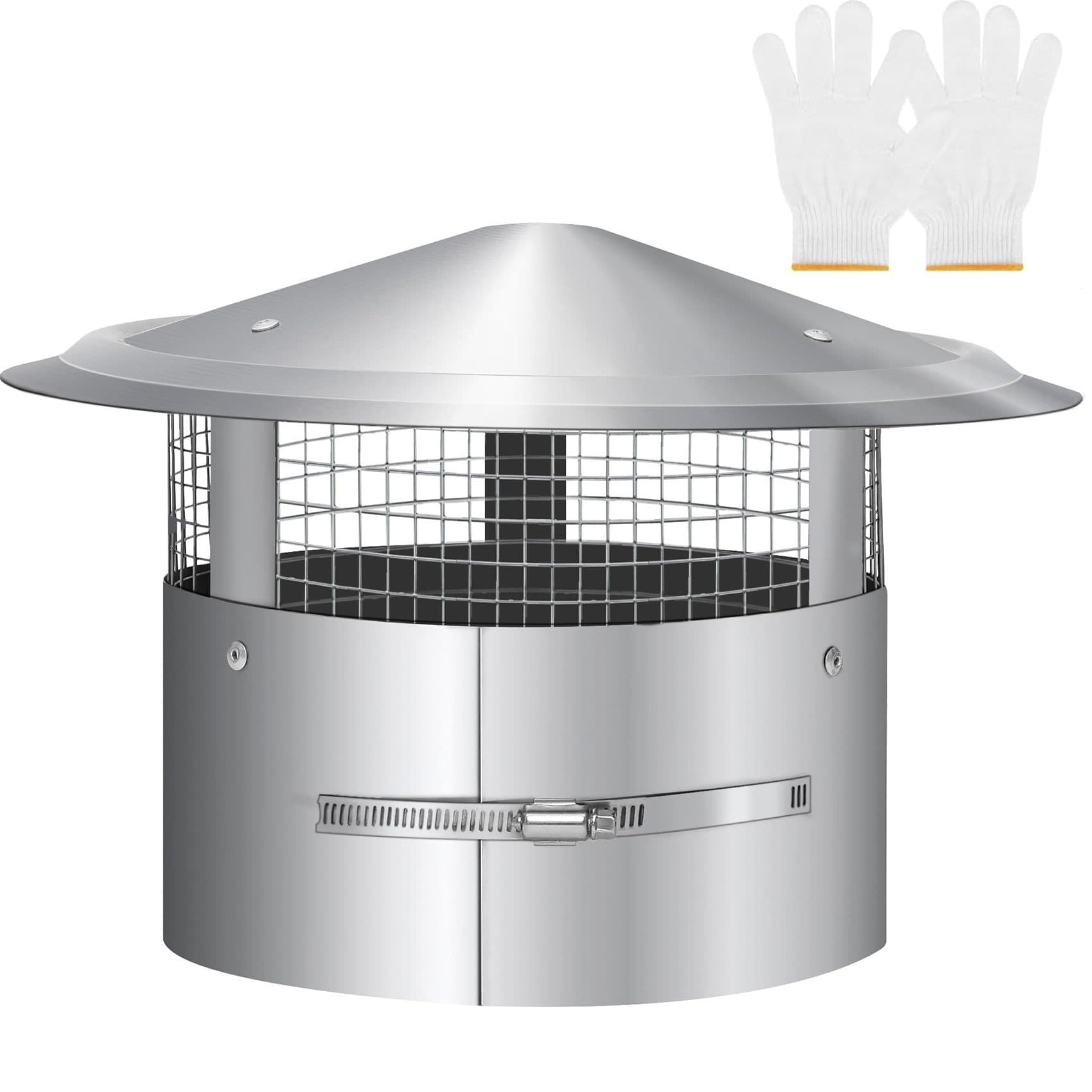 6" round chimney cap, 6" conical top chimney cap (shielded), adjustable reinforced chimney
