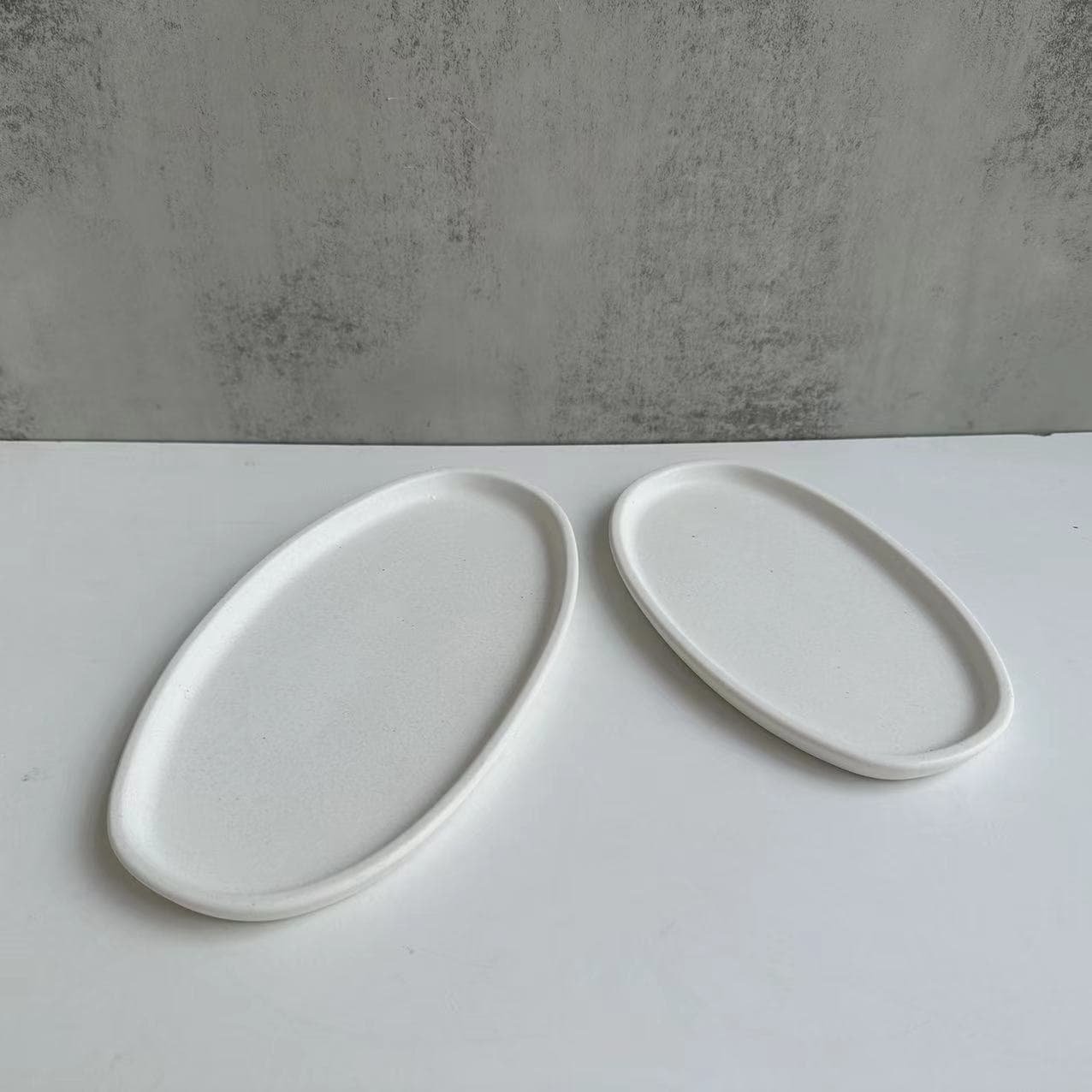 Oval Tray Silicone Mold, Large and Small Oval Dish Tray Plaster Resin Epoxy Mold Irregular