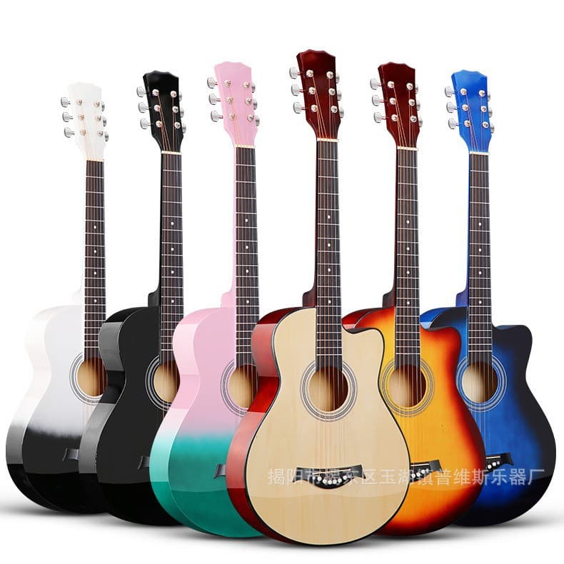 Cross-border New Gradient Color Guitar 38-inch Folk Acoustic Guitar Glossy Finish JF Body Beginner Guitar
