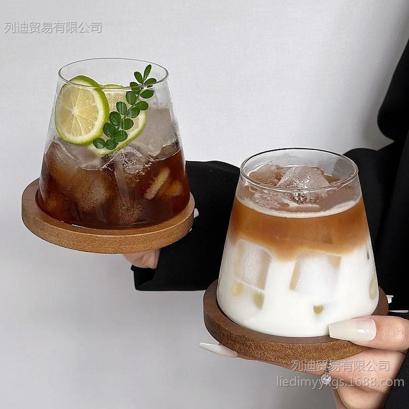 Japanese Mount Fuji Glass Cup Ins Style Iced Americano Latte Coffee Cup Household Cold Drink Cup Beverage Cup Water Cup