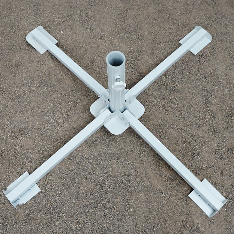 Sun umbrella with four-legged base, outdoor umbrella, folding tripod, beach umbrella, cross-shaped metal umbrella, fishing umbrella, sunshade.