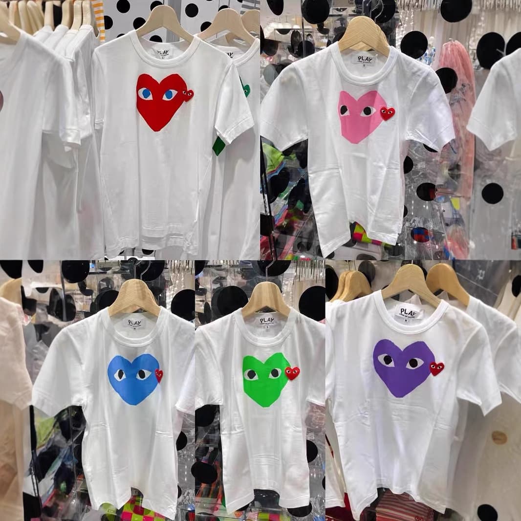 Cross-border Hot Selling Japanese New Couple T-shirt CDG Love Heart Print Play