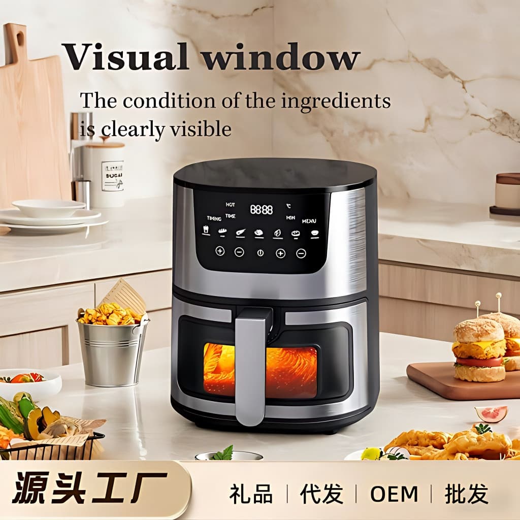 Commercial Touch Screen Electric Fryer Stainless Steel Smart Visible Air Fryer Cross-border Airfryer Wholesale Factory