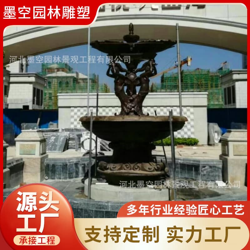 Chinese-style fountain copper sculpture, outdoor courtyard pure copper cast fountain sculpture, large copper dragon water spray water feature animal fountain