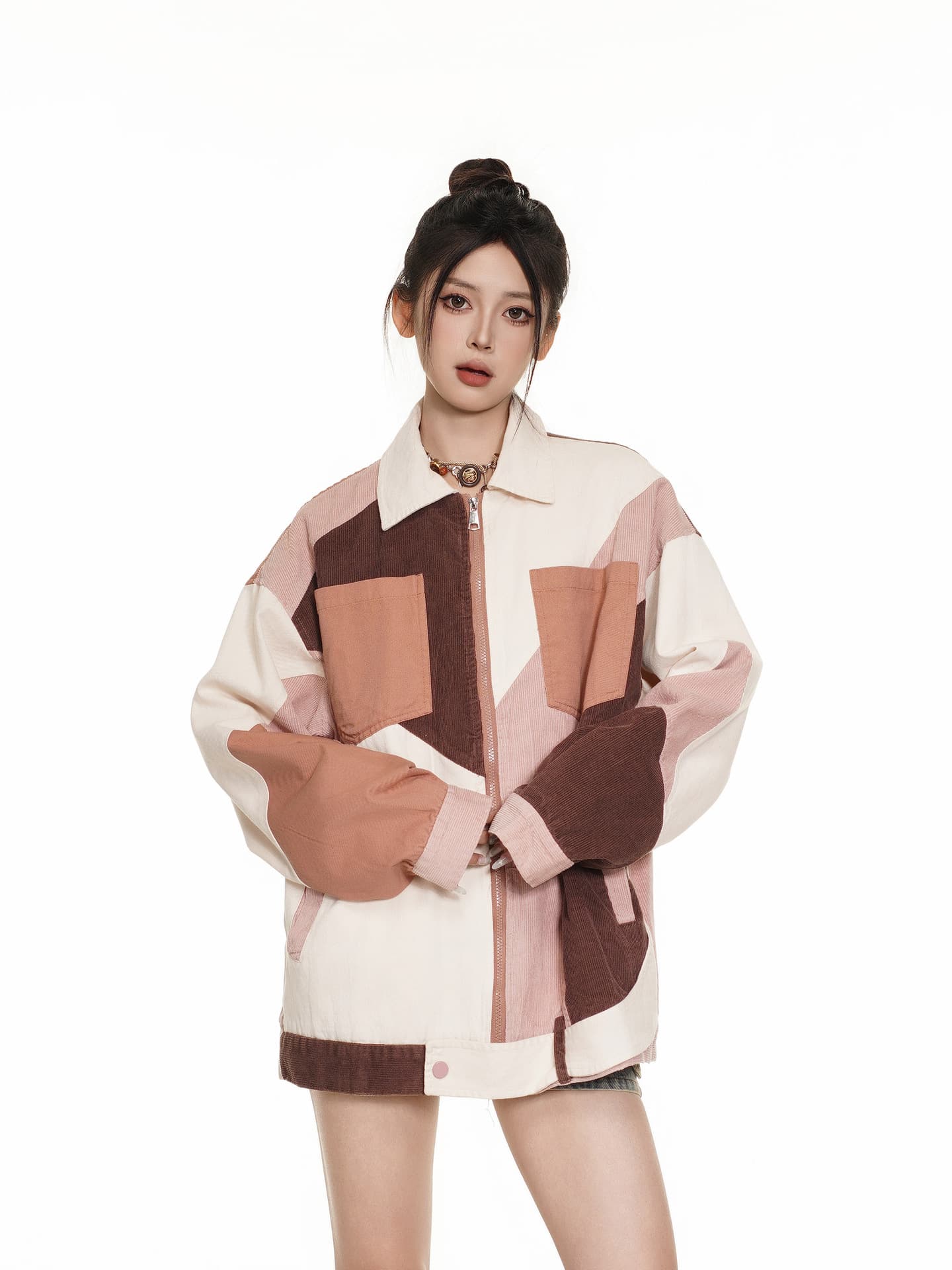 Mr. Song Cross-border Autumn New Japanese Designer Trendy Brand Patchwork Contrast Color Jacket Loose Unisex Workwear Coat