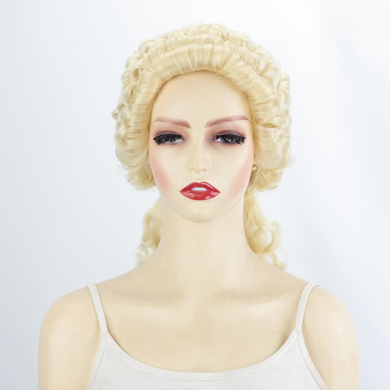 cos wig judge lawyer hat European and American chemical fiber wig retro ball party performance golden small volume full headgear