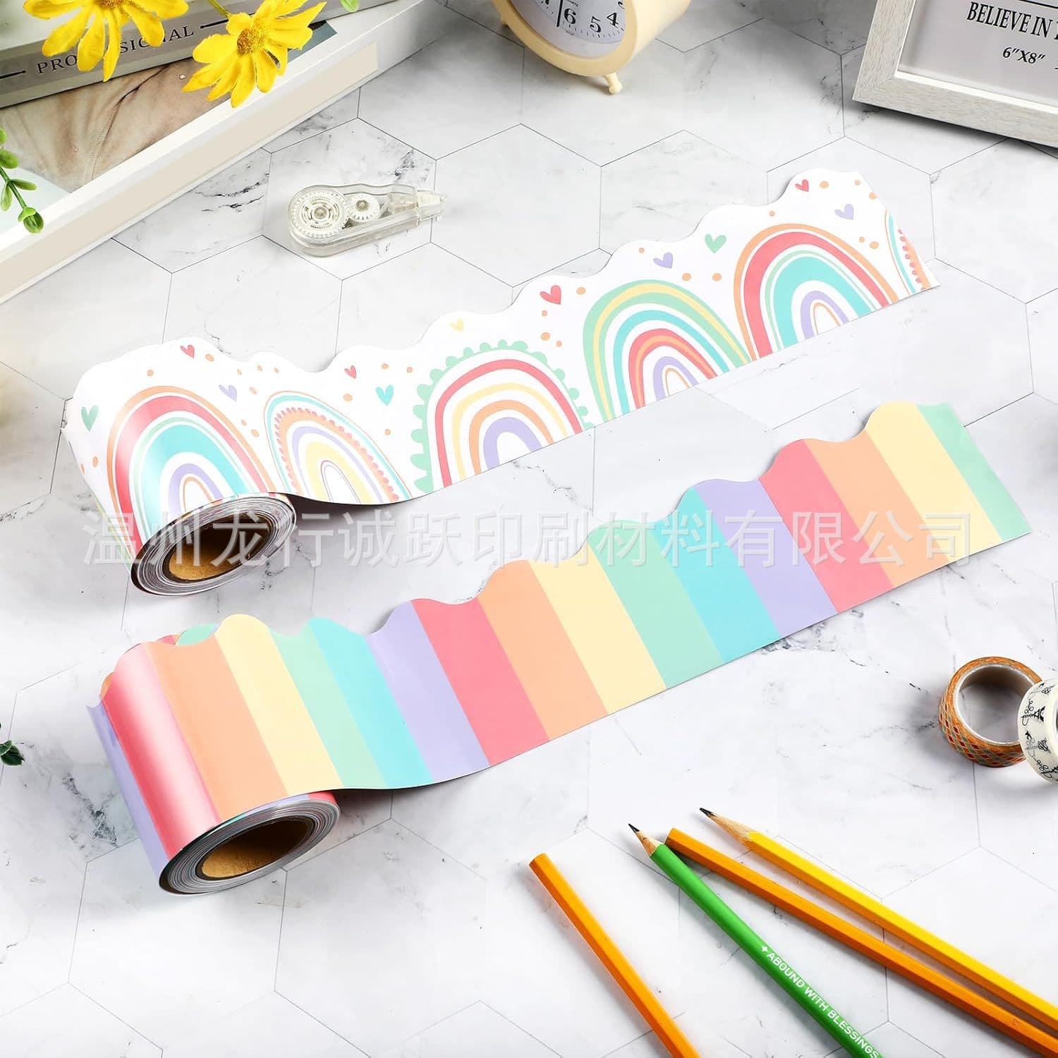 Bulletin Board Decorative Border Cutout Paper Waves Thickened Paper Pencil Classroom Festival Scene Decoration Border Sticker
