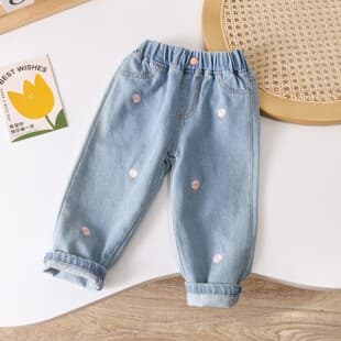 2026 Spring Autumn New Girl Jeans Straight Leg Korean Style Fashionable Pants Loose Casual Pants Wear Out Long Pants