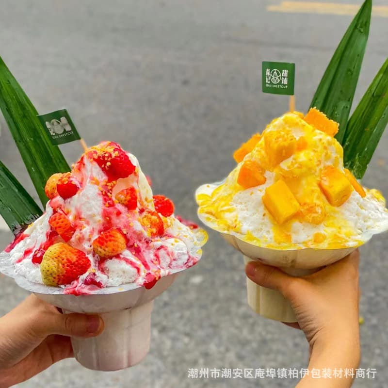 Popular online shaved ice bowls, disposable petal bowls, snowflake ice bowls, commercial ice cream and dessert bowls, shaved ice cups.