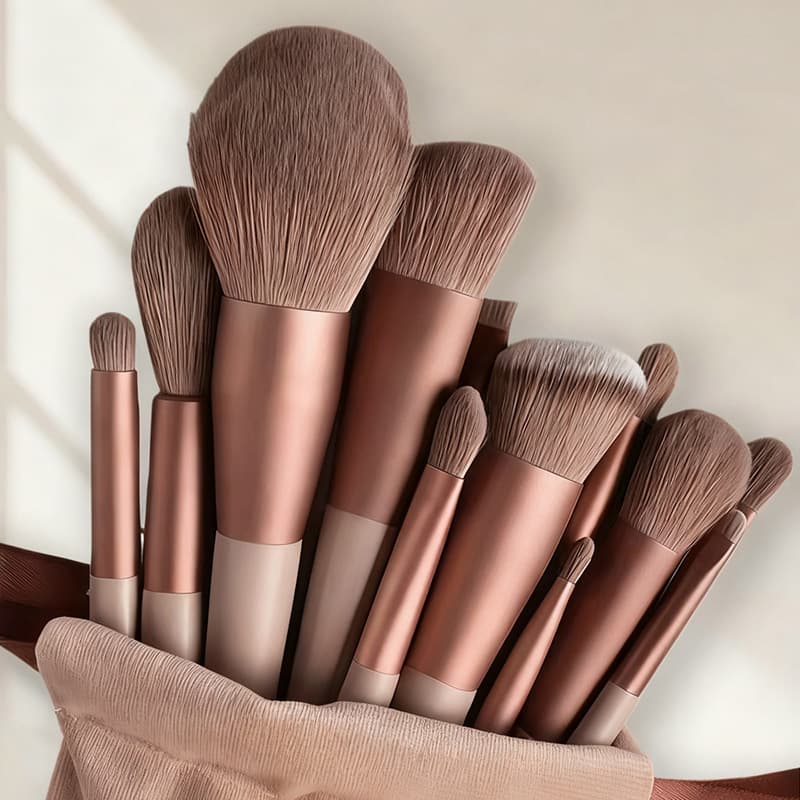 New 13-Piece Evergreen Makeup Brush Set Soft Bristle Powder Highlighter Blush Eyeshadow Brush Full Set Beauty Tools