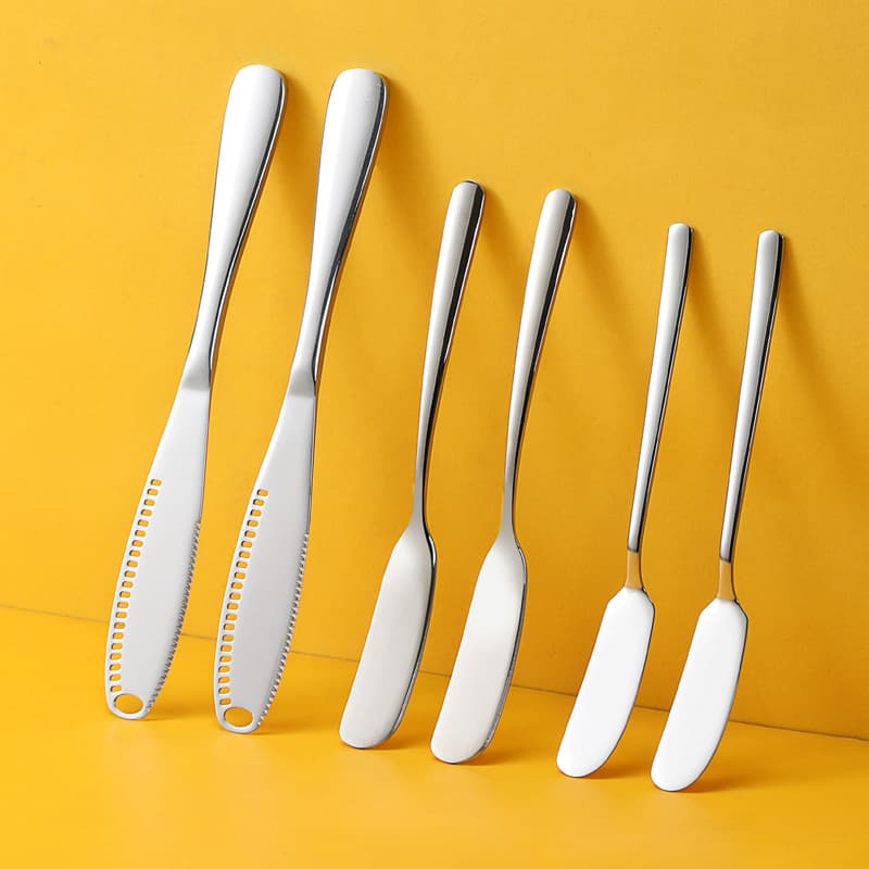 Cream Knife 304 Stainless Steel Butter Knife, Butter Spreader, Jam Bread Cheese Knife with Holes, Spreader for Export