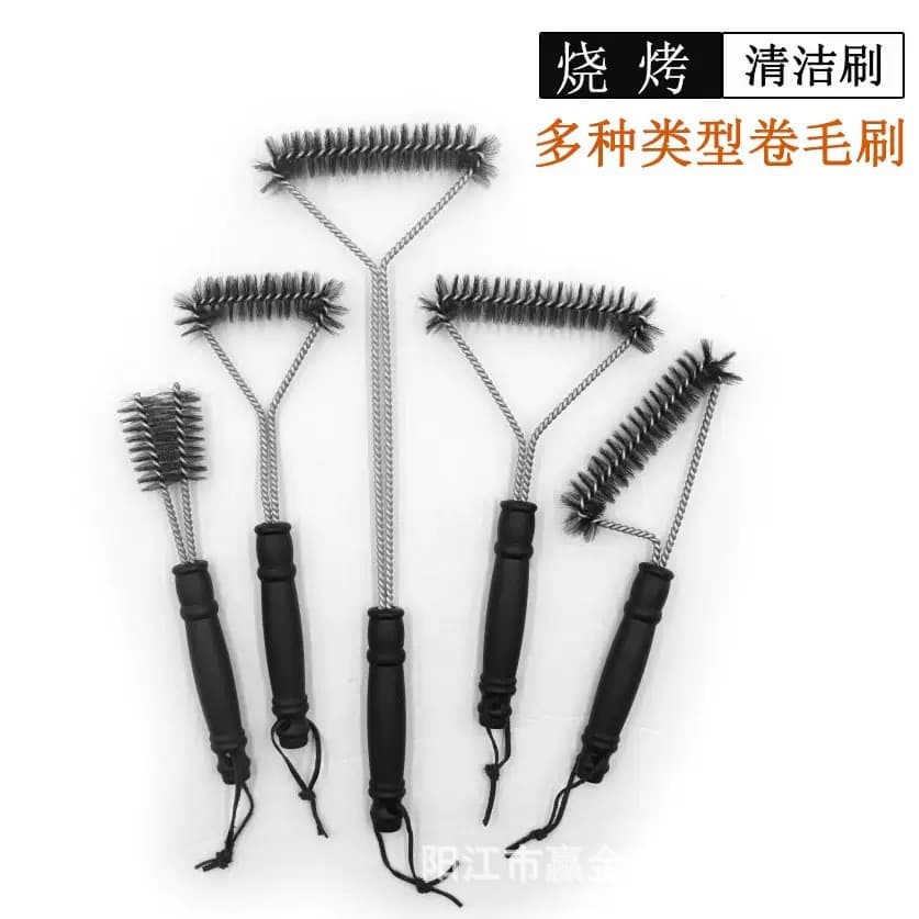 Barbecue cleaning brush pp handle outdoor camping cross-border barbecue mesh grill pan cleaning barbecue brush stainless steel wire brush