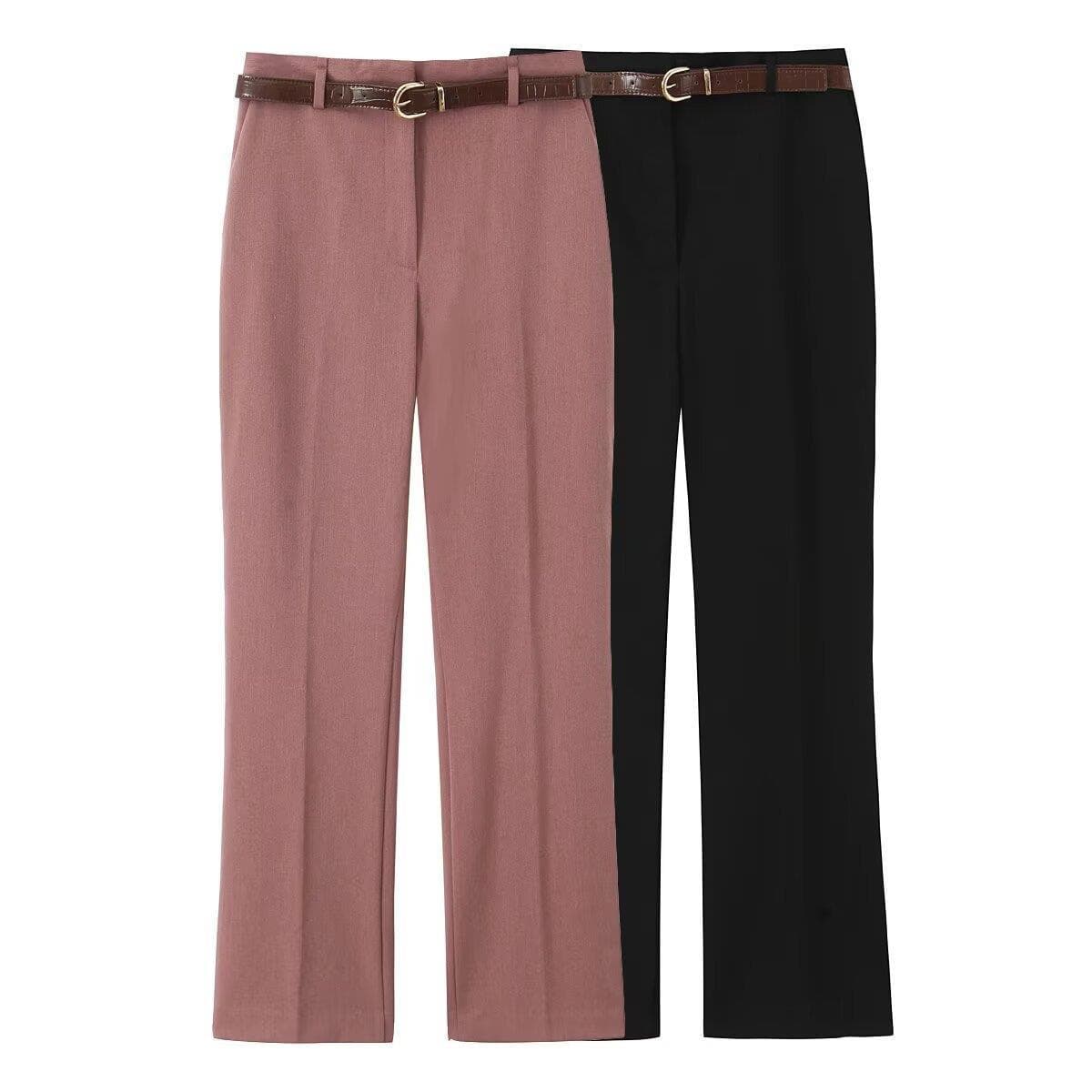 European and American foreign trade wholesale style straight pants for women with casual cross-border autumn foreign trade women's belt solid color cross-border cross-border