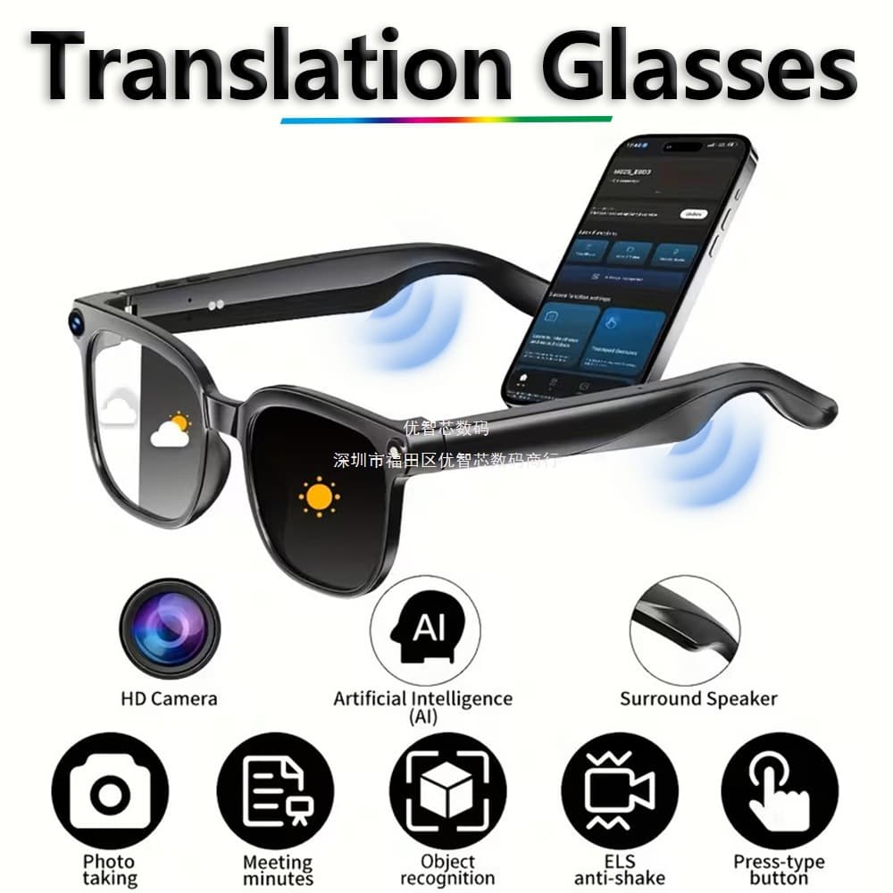 Cross-border M02S Smart Glasses 8MP Camera Real-time Translation Bluetooth Call AI Glasses