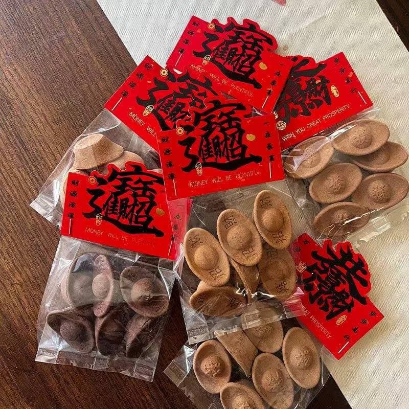 Yuanbao incense handmade aromatherapy to attract wealth ingot sandalwood grains God of Wealth incense home indoor for the God of Wealth Taoist temple treasury incense