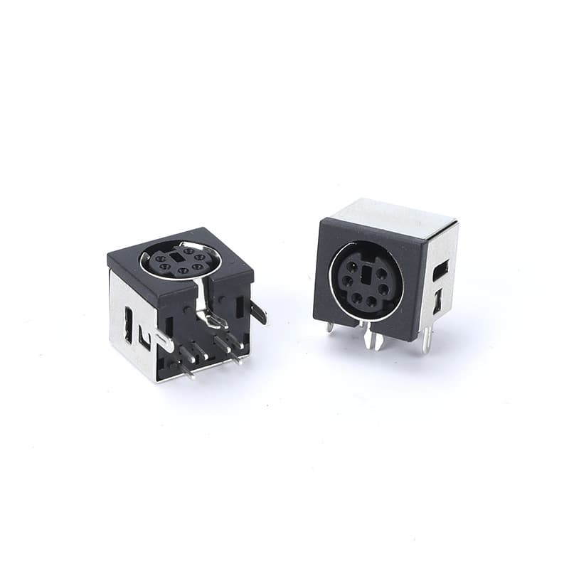S-Video DIN-602 8-Pin 4-Hole Semi-Shielded Black Rubber Mouse Keyboard Socket PS2 Socket Mini S-Video Connector