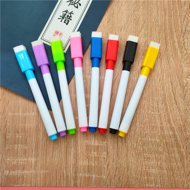 Factory wholesale black whiteboard marker, creative with brush, water-based, small size, erasable pen, advertising LOGO printing